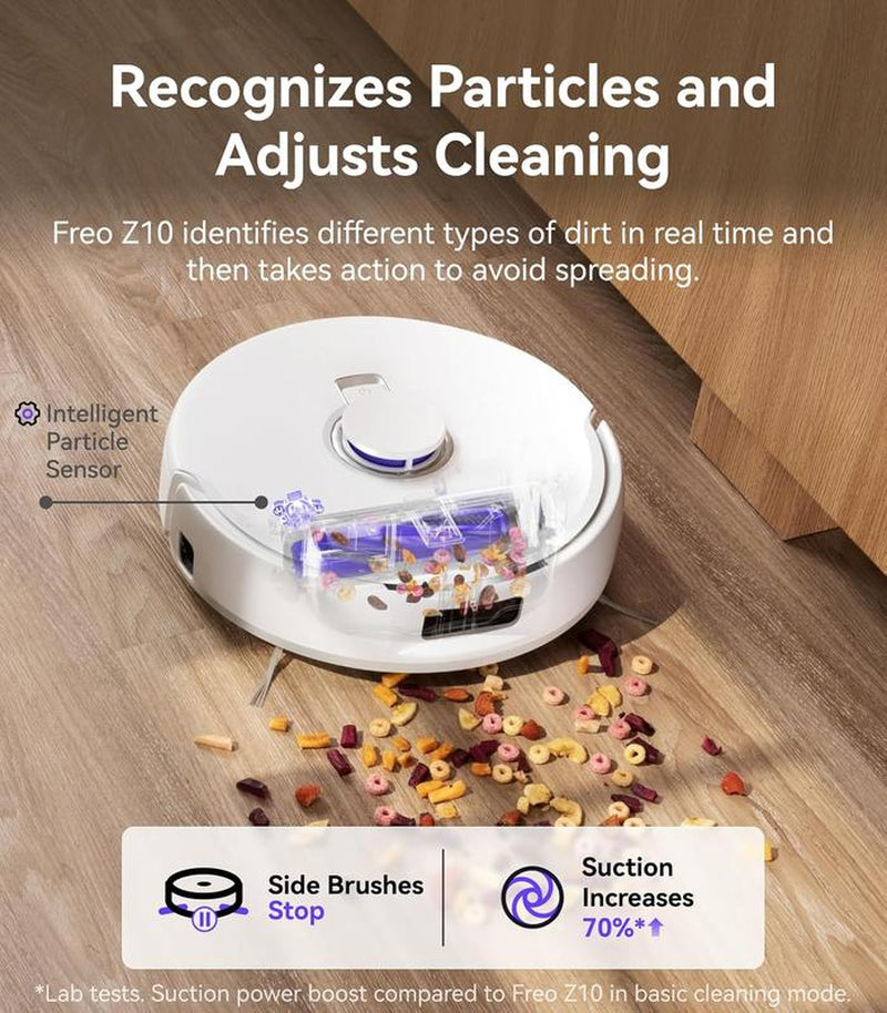 NARWAL Freo Z10 Robot Vacuum and Mop Combo, Tangle Free Robot Mop, 15,000Pa Suction, Adapts to Hard-To-Reach Areas, Self-Emptying, Mop Washing & Drying, Obstacle Avoidance, for Pet Hair & Hard Floor