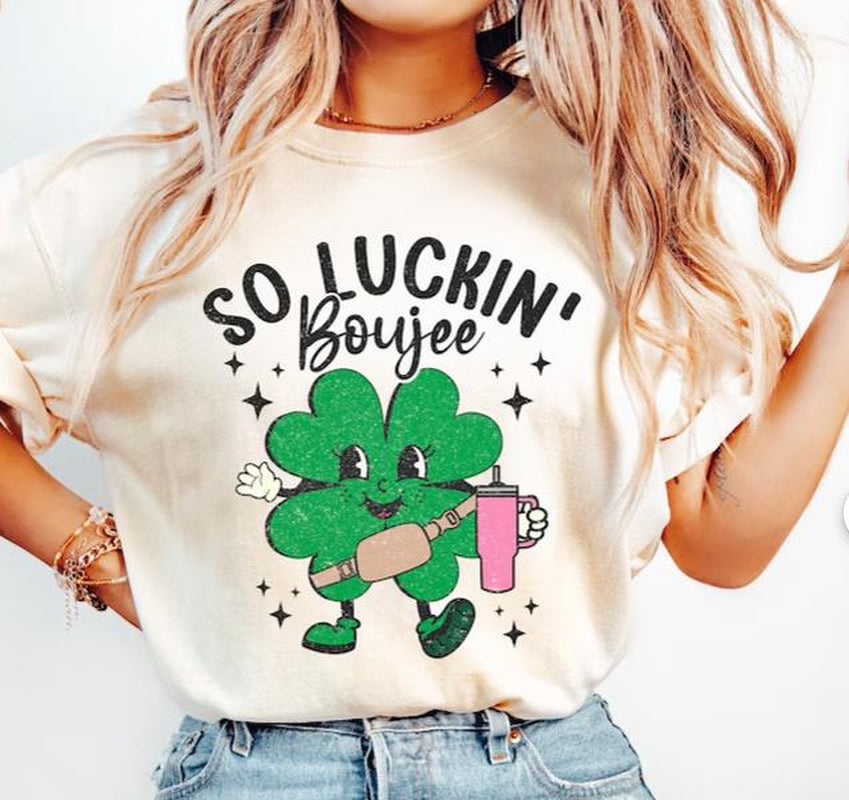 Luckin Boujee Shirt, St Patrick'S Shirt, St Patrick'S Day, Top Womenswear