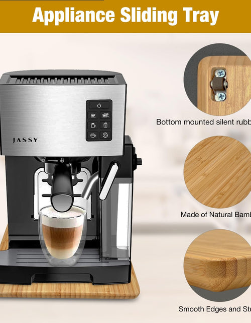 Load image into Gallery viewer, Bamboo Appliance Sliders for Kitchen Appliances, Sliding Tray with Silent Rub...
