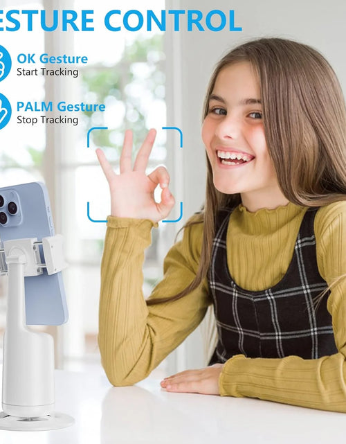 Load image into Gallery viewer, Auto Face Tracking Tripod, No App, 360° Rotation Face Body Phone Camera Mount Gesture Control, Rechargeable Battery for Vlog, Streaming, Video, Tiktok
