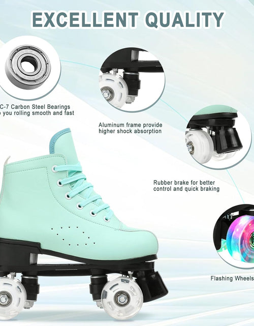 Load image into Gallery viewer, Roller Skates for Women and Men Cowhide High-Top Shoes Classic Double-Row Roller Skate Four-Wheel Roller Skates for Men Girls Unisex
