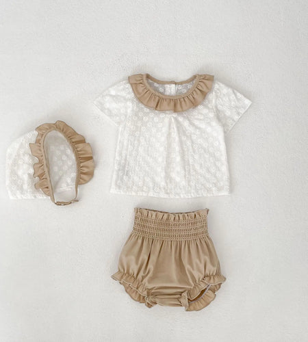 Summer New 0-3 Year Old Baby Clothing, Fashionable Baby Girl Set, Flower Embroidery Short Sleeved Top, Bread Pants