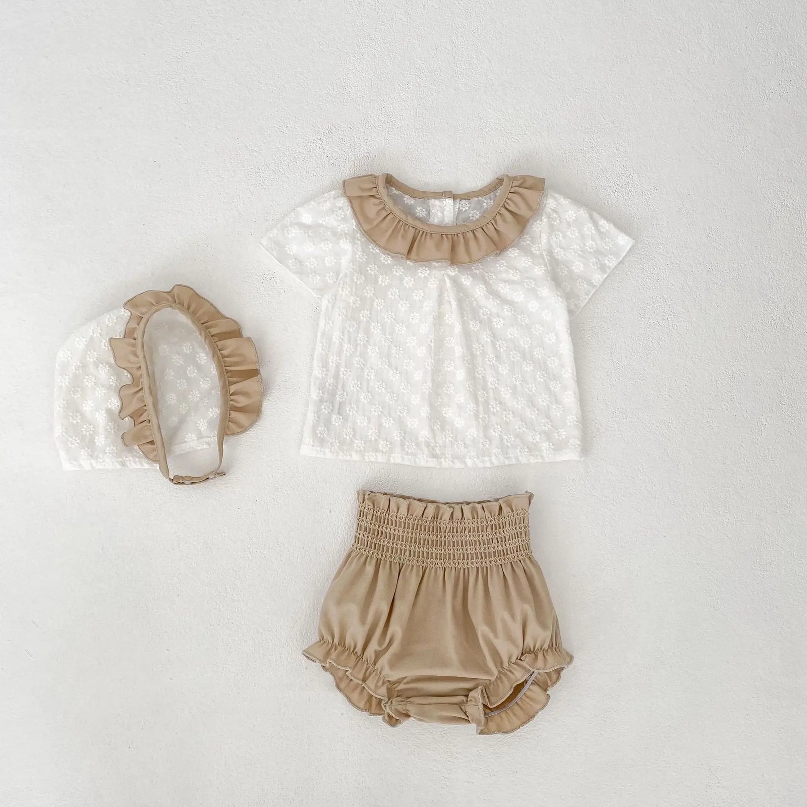 Summer New 0-3 Year Old Baby Clothing, Fashionable Baby Girl Set, Flower Embroidery Short Sleeved Top, Bread Pants