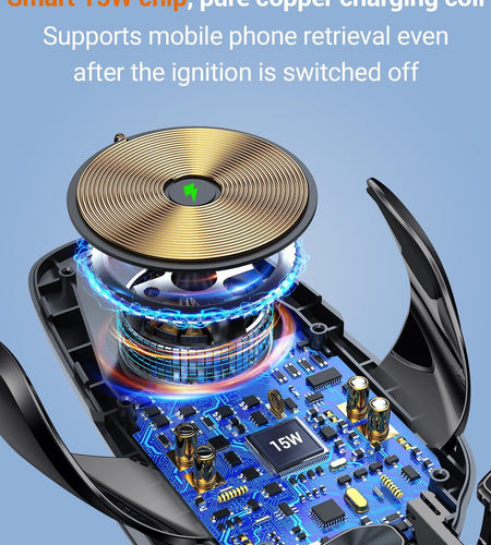 Wireless Car Charger, 15W Fast Wireless Charger for Car Auto-Clamping, Fit Fo...