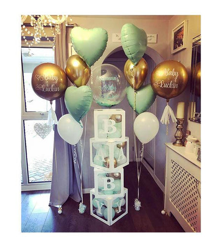 White Transparent BABY Boxes for Baby Shower, Baby Shower Decorations, Gender Reveal, Balloon BABY Shower Boxes, Baby Shower Photo Prop