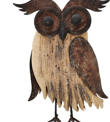 Wood Bird Figurine Home Decor Accent, Rustic Owl Statue Tabletop Decoration for Living Room Bedroom Office, Abstract Spring Summer Autumn Decor (Rust Color B)