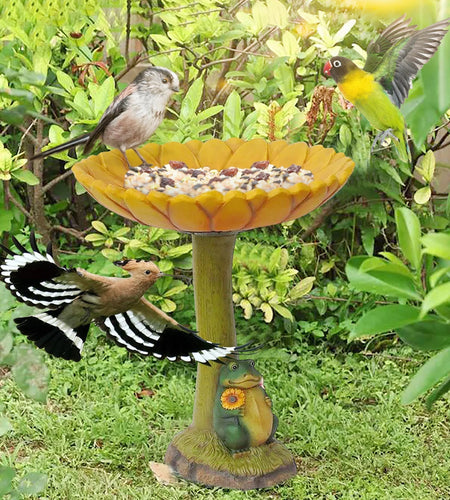 Handmade Standing Resin Bird Bath Bowl, Garden, Yard, and Patio Decor