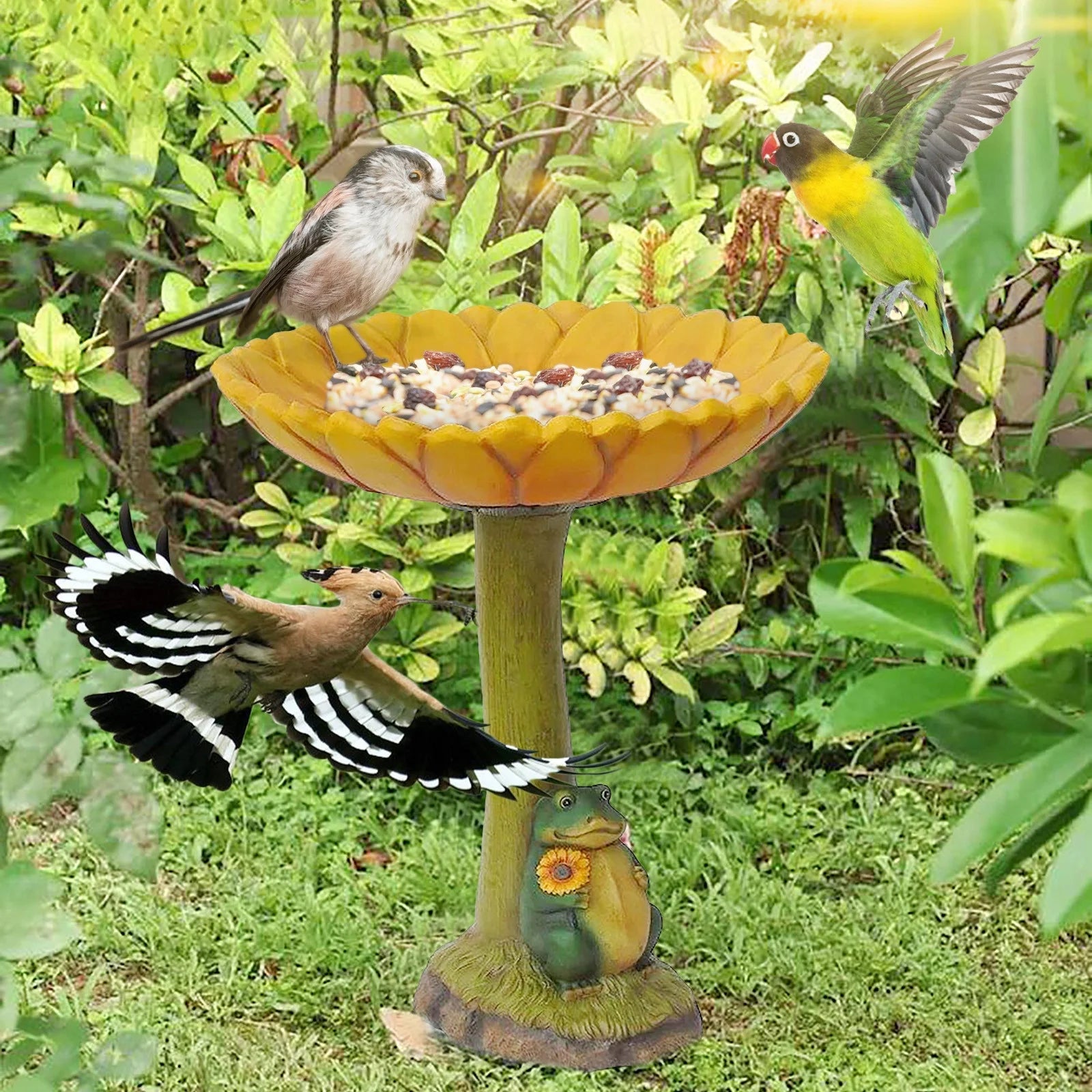 Handmade Standing Resin Bird Bath Bowl, Garden, Yard, and Patio Decor