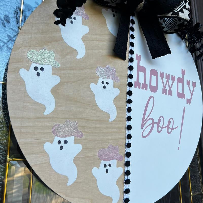 Howdy Boo! Halloween Door Hanger - Festive Home Decor Ornaments