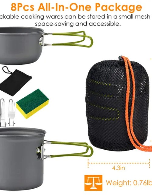 Load image into Gallery viewer, 8 Camping Cookware Sets Camping Stove Cookware Sets
