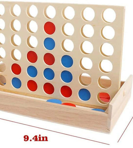 Wooden 4 in a Row Board Games Line up 4 Connect Games for Travel Board Games Foldable Classic Family Fun Toy for Kids and Adults