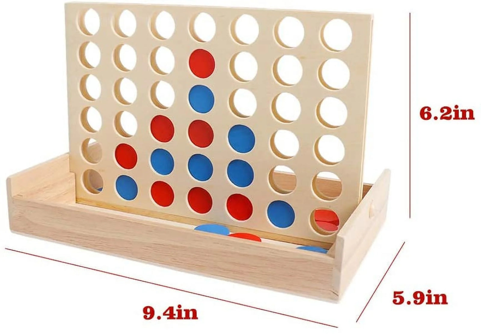 Wooden 4 in a Row Board Games Line up 4 Connect Games for Travel Board Games Foldable Classic Family Fun Toy for Kids and Adults
