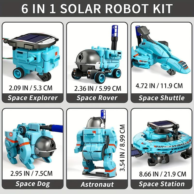 STEM 6-In-1 Solar Robot Kit - Space-Themed Educational Toy for Kids, Creative Learning, Birthday & Holiday Gift for Hands-On Science Projects Fun Mode