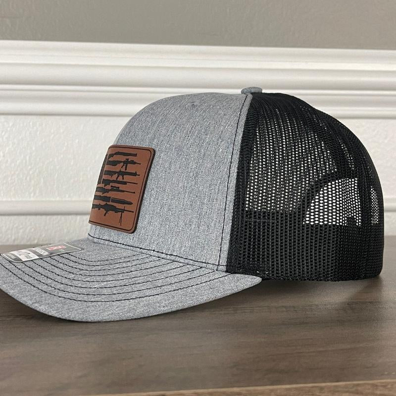 American Flag 2Nd Amendment Patriotic Leather Patch Hat