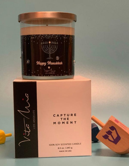 Load image into Gallery viewer, Happy Hanukkah Candle Decor Gift Glass Bean Coconut
