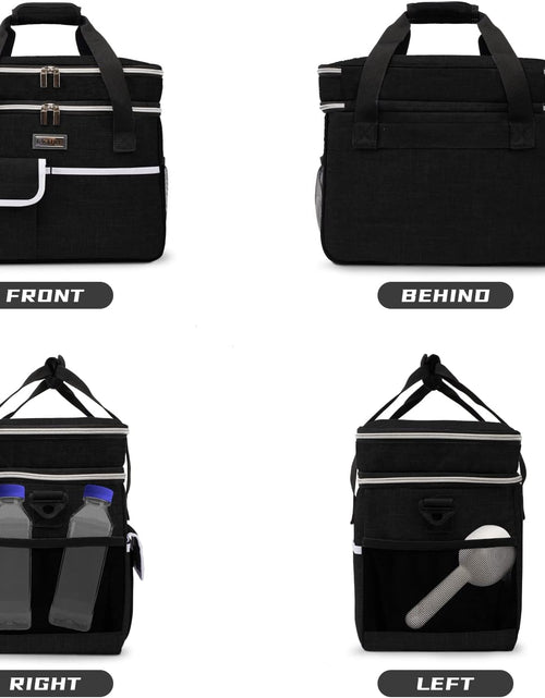 Load image into Gallery viewer, Dog Travel Bag for Supplies - Double-Layer Airline Approved Weekend Pet Travel Organizer Set for Dog and Cat Tote with 2 Pet Food Containers and 2 Collapsible Silicone Bowls Black
