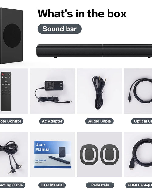 Load image into Gallery viewer, 4.1Ch Sound Bar with Subwoofer, 120W Separable Sound Bar for TV, 2-In-1 Detachable Sound Bar with Usb/Aux/Coaxial/Optical/Hdmi/Bluetooth
