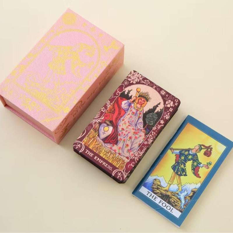 Pink Holographic Tarot Deck - Gold Foil, Color-Shifting, Waterproof Cards Complete Gift Set W/ Guidebook & Luxury Box Gift