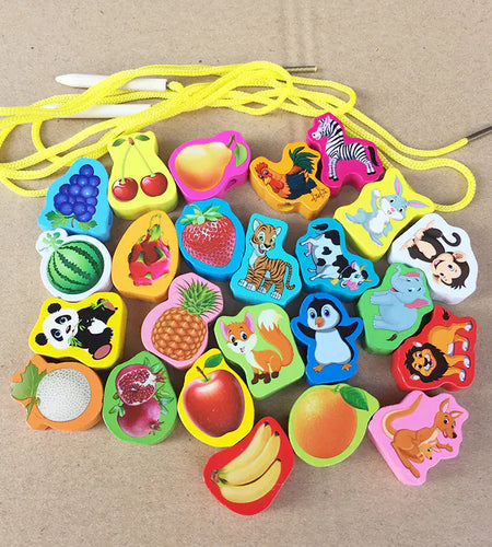 Wooden Bead Stringing Toy for Early Education