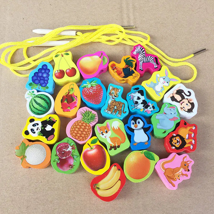 Wooden Bead Stringing Toy for Early Education