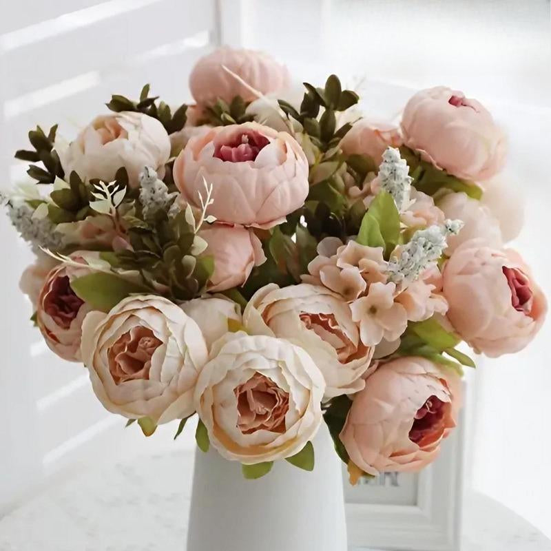High-Quality Artificial Peony Hydrangea Bouquet Set - Ins Style Wedding, Party & Home Decor, Table Centerpiece for Living/Dining Room, Christmas/Halloween Decor, Mother'S Day Gift - Premium Fake Flowers, Artificial Flower Plant