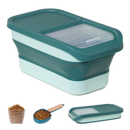 10-13Lbs Dog Food Storage Container, Folding Pet Food Container with Lids, Scoop and Measuring Cup, Pet Food Storage Containers Dry Food for Dog, Cats and Other