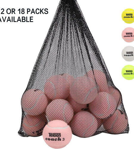 Pressure Training Tennis Balls-12 or 18 Count-Mesh Carry Bag，4 Colors Available，Pressureless Training Exercise Tennis Balls for Beginners.
