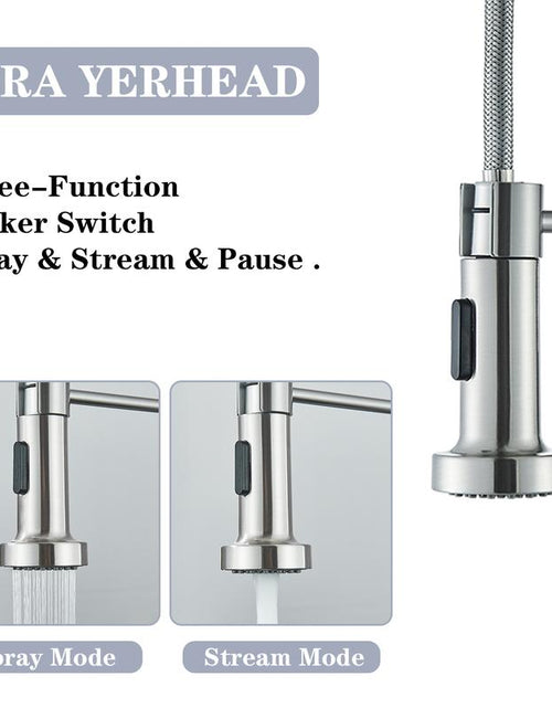 Load image into Gallery viewer, Senlesen Kitchen Faucets, Brushed Nickel Commercial Kitchen Faucet with Pull down Sprayer, Stainless Steel Kitchen Sink Faucets for 1 Hole, Single Handle Faucet for Sink Farmhouse Rv
