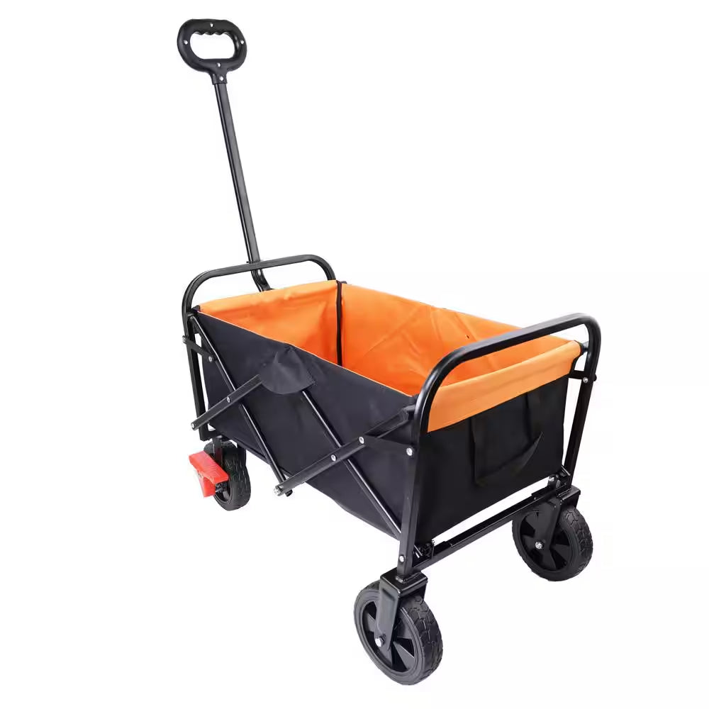 9.63 Cu. Ft. Metal Mini Portable Beach Trolley Garden Cart, Camping Foldable Folding Wagon for Outdoor/Park/Shopping