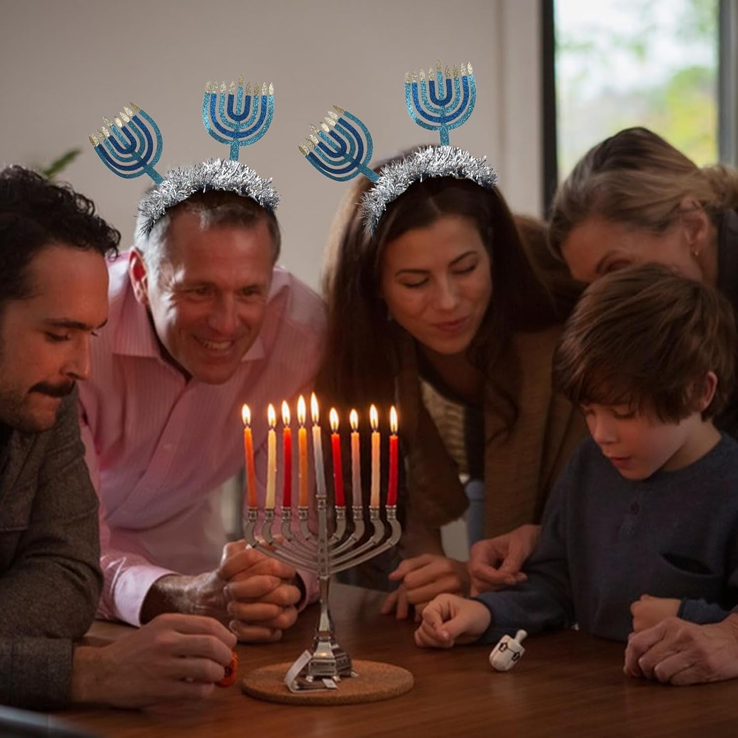 Hanukkah Headbands Diwali Headband - Blue with Sparkling Ribbon Design Hanukkah Headband Hair Hoop Party Decoration Costumes Accessories