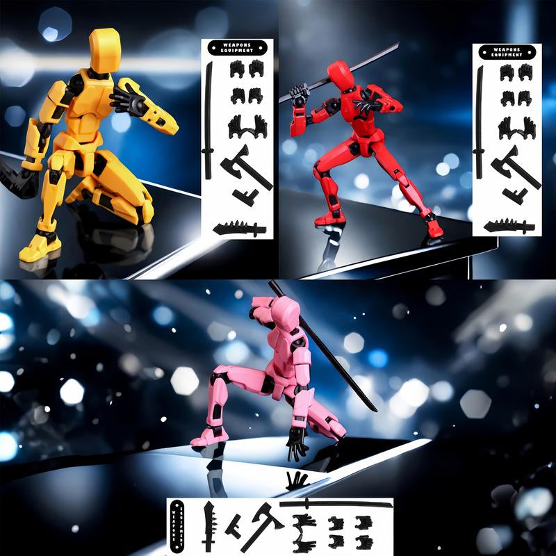 Assembled Finished Product 3-Piece Set of 3D Printed Multi-Joint Action Figures T13, Fully Movable Robot Model, Suitable for Stop-Motion Animation, Halloween Gifts and Christmas Gifts,Collectible Figurines Metal Anime Design Statues
