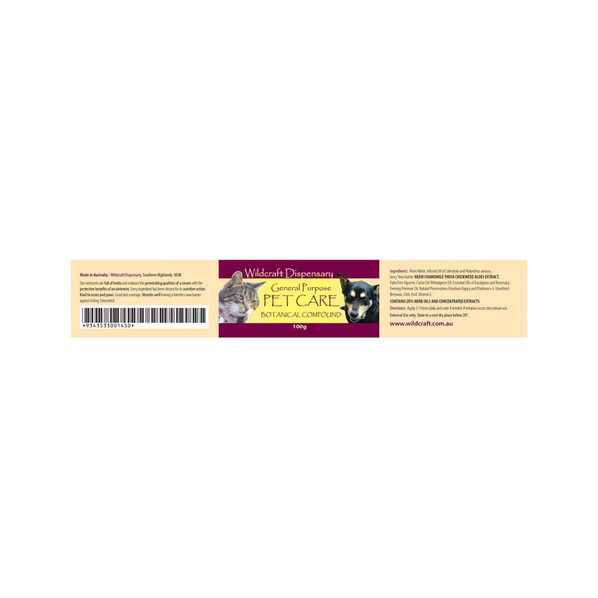 New Wildcraft Dispensary General Purpose Pet Care Herbal Ointment 100G Botanical