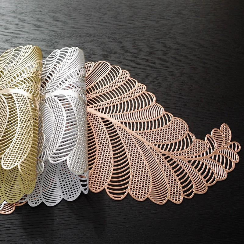 Hollow Table Runner, 1 Count Non-Slip Plants Design Leaf Placemat for Home Party Kitchen Dining Room, Wedding Decor