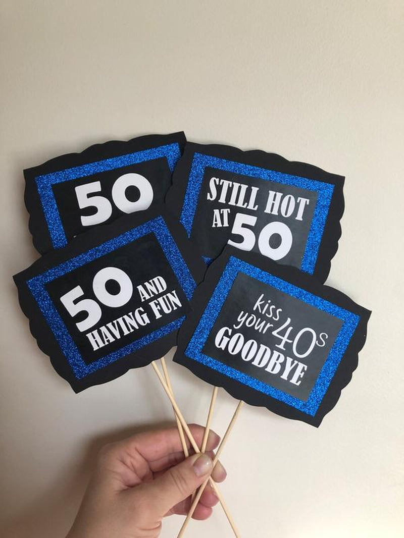 50Th Birthday Party Decorations, Party Table Centerpieces, 50Th Birthday Floral Picks