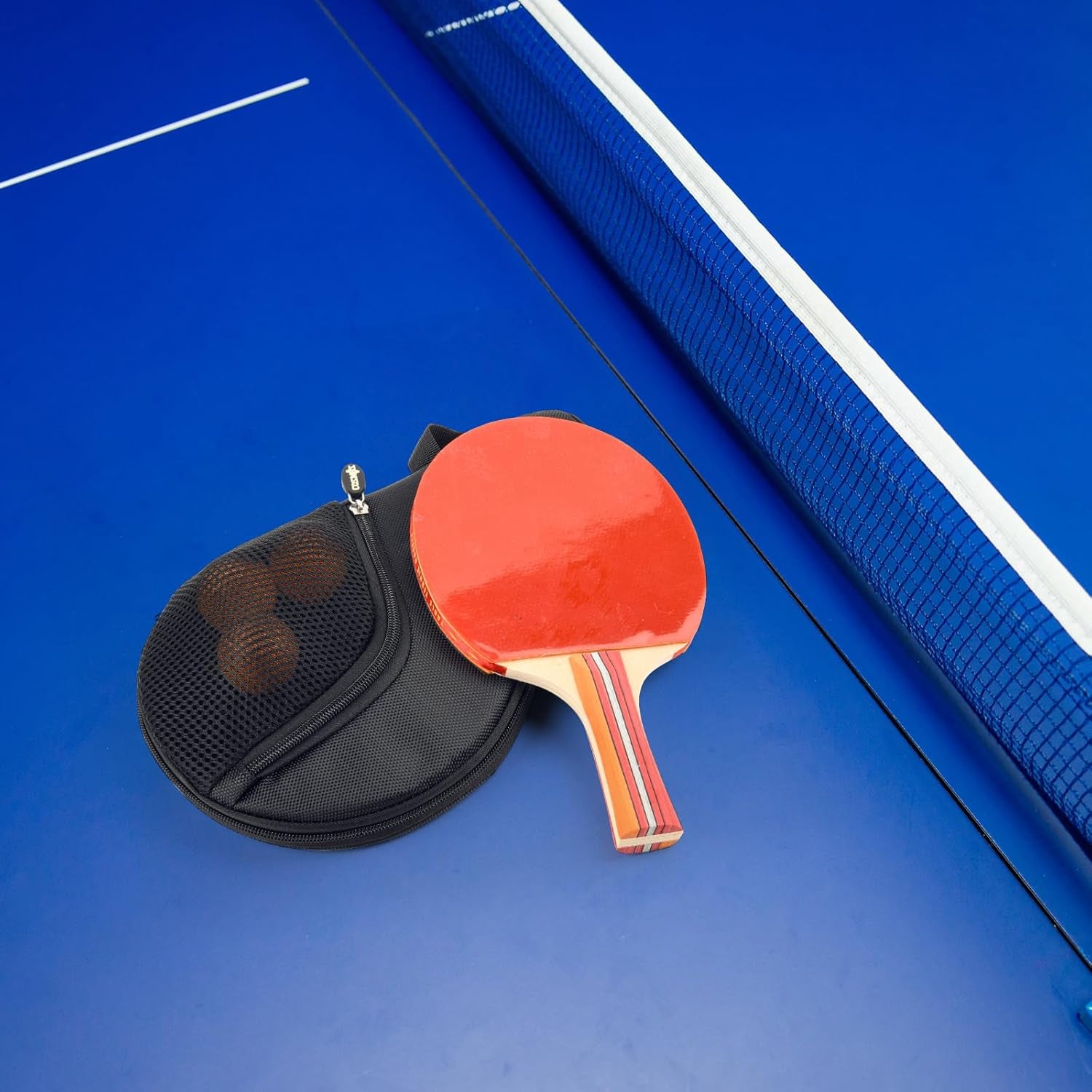 Table Tennis Racket Case Cover Ping Pong Paddle Carry Bag with Ball Storage Pocket