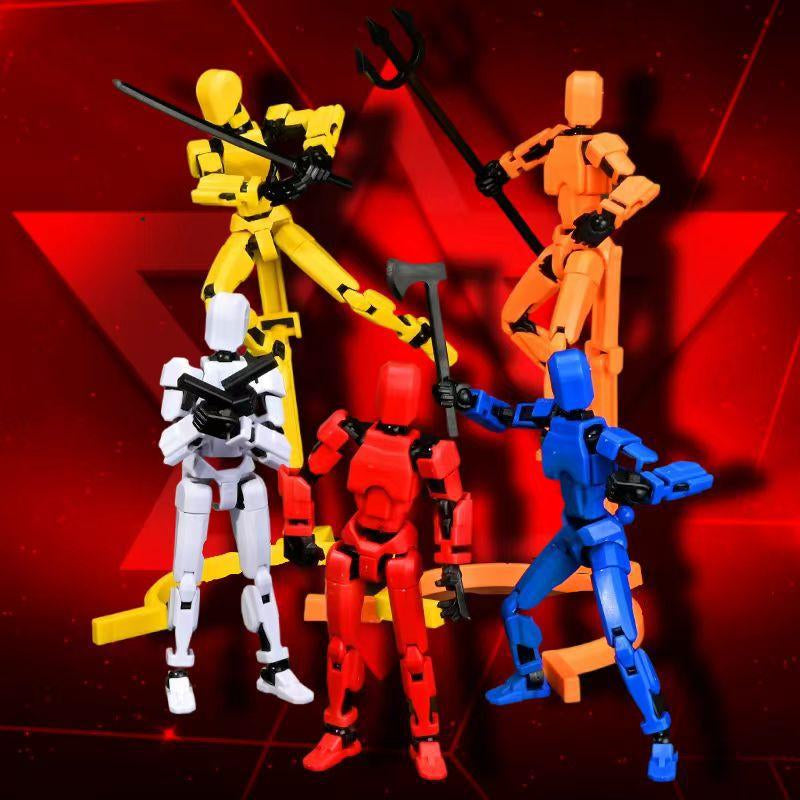 Assembled Finished Product 3-Piece Set of 3D Printed Multi-Joint Action Figures T13, Fully Movable Robot Model, Suitable for Stop-Motion Animation, Halloween Gifts and Christmas Gifts,Collectible Figurines Metal Anime Design Statues