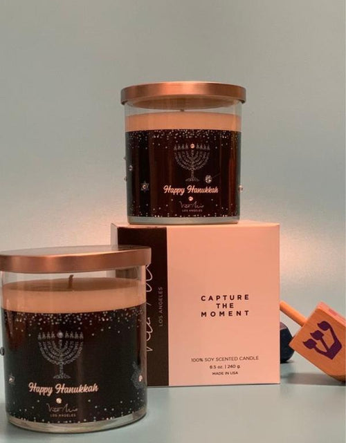 Load image into Gallery viewer, Happy Hanukkah Candle Decor Gift Glass Bean Coconut
