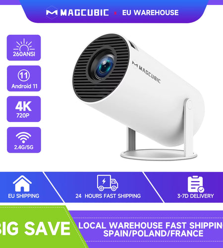 Transpeed Android 11 Wifi6 260ANSI Projector Allwinnerh713 1280*720P 4K180° Flexible BT5.0 Home Cinema Outdoor Portable Projetor