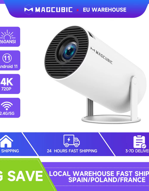 Load image into Gallery viewer, Transpeed Android 11 Wifi6 260ANSI Projector Allwinnerh713 1280*720P 4K180° Flexible BT5.0 Home Cinema Outdoor Portable Projetor
