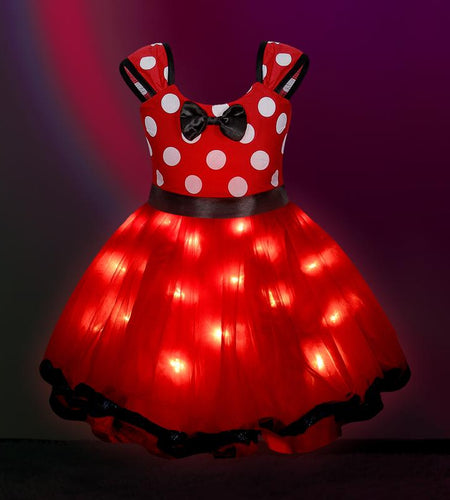 UPORPOR Light up Girls Dress up Clothes Halloween Christmas Costume Birthday House Cosplay Party Outfit Red for Kids, Accessories Not Included
