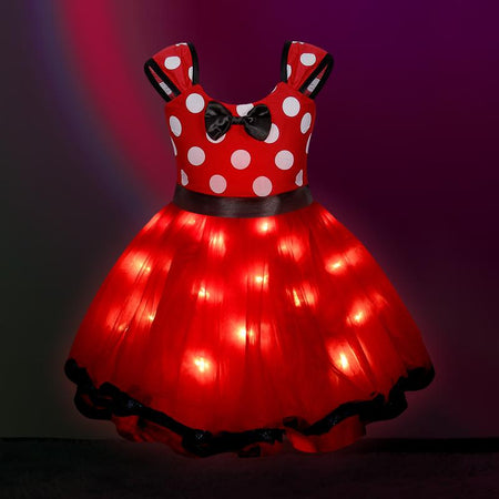 UPORPOR Light up Girls Dress up Clothes Halloween Christmas Costume Birthday House Cosplay Party Outfit Red for Kids, Accessories Not Included