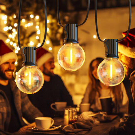 DAYBETTER G40 LED Globe Light Bulbs, String Lights Outdoor, Shatterproof Outdoor Patio String Lights Edison Bulbs, Backyard Hanging Bistro Light for Balcony Party Wedding Market Cafe, Yard, Gazebo, Deck, Decorative Lights for Christmas, New Year Decor