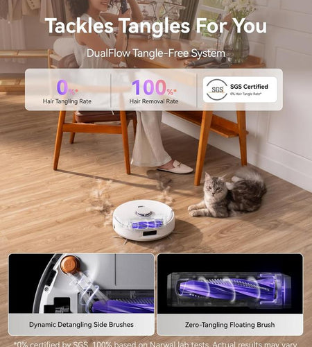 NARWAL Freo Z10 Robot Vacuum and Mop Combo, Tangle Free Robot Mop, 15,000Pa Suction, Adapts to Hard-To-Reach Areas, Self-Emptying, Mop Washing & Drying, Obstacle Avoidance, for Pet Hair & Hard Floor