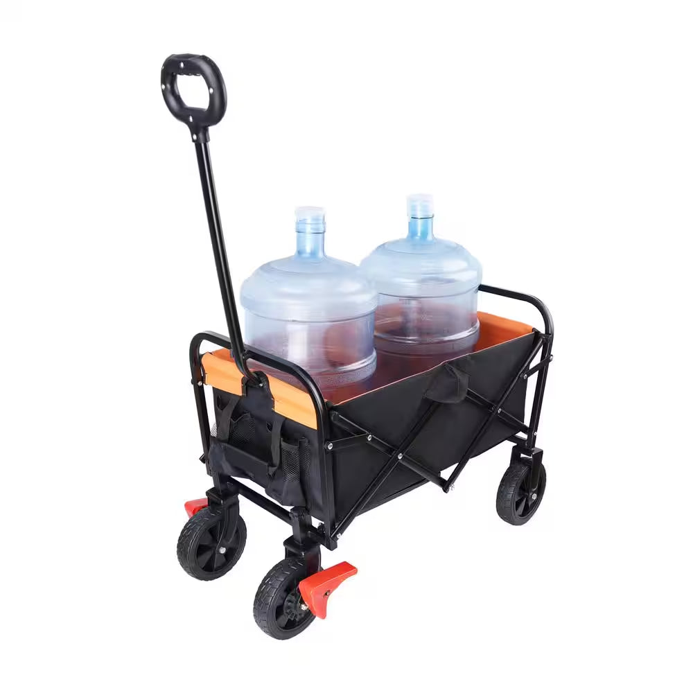 9.63 Cu. Ft. Metal Mini Portable Beach Trolley Garden Cart, Camping Foldable Folding Wagon for Outdoor/Park/Shopping
