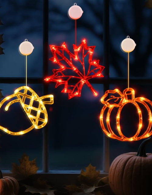 Load image into Gallery viewer, Lolstar Fall Decor Window Lights 2025 Thanksgiving Decorations Acorn Maple Leaves Pumpkin LED Lights with Suction Cups Battery Operated(Exclusive) Slow Fade Mode Timer Autumn Decorations for Home
