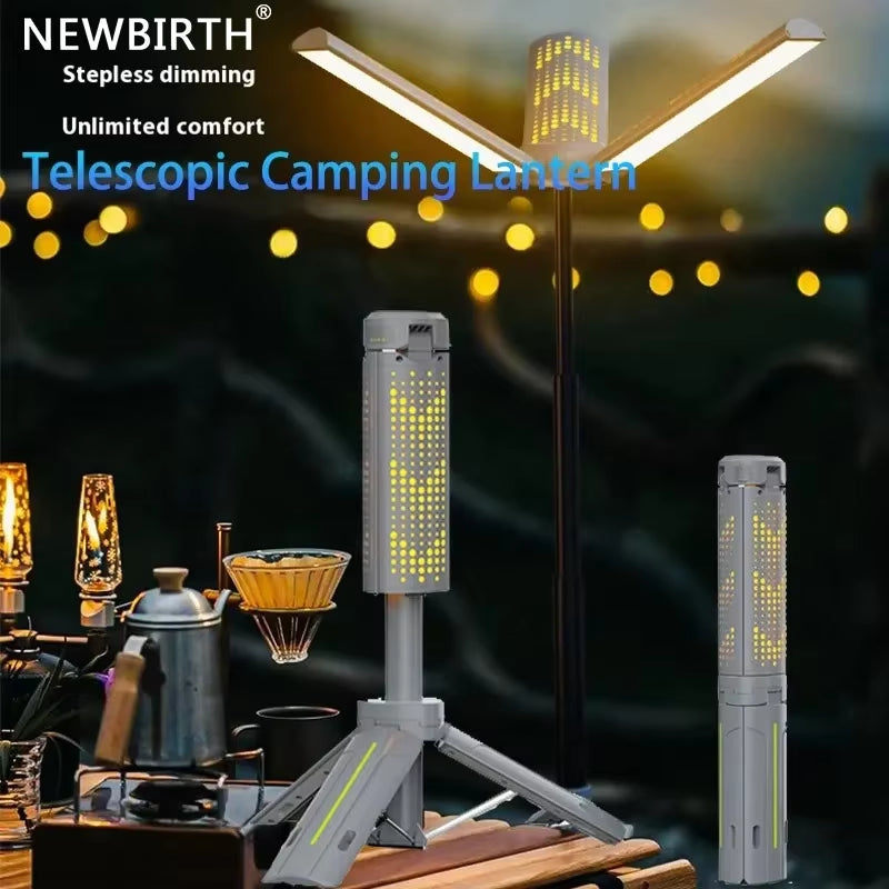 Telescopic Camping Lantern 8000Mah Rechargeable Waterproof Flashlights Dimmable Camping Lamp Emergency Camping Hiking Light