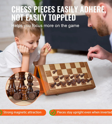 2 Queens Portable Travel Gift Chess Set for Tournament Professional Beginner 15 Inch 2-IN-1 Chess Checkers Game Set,