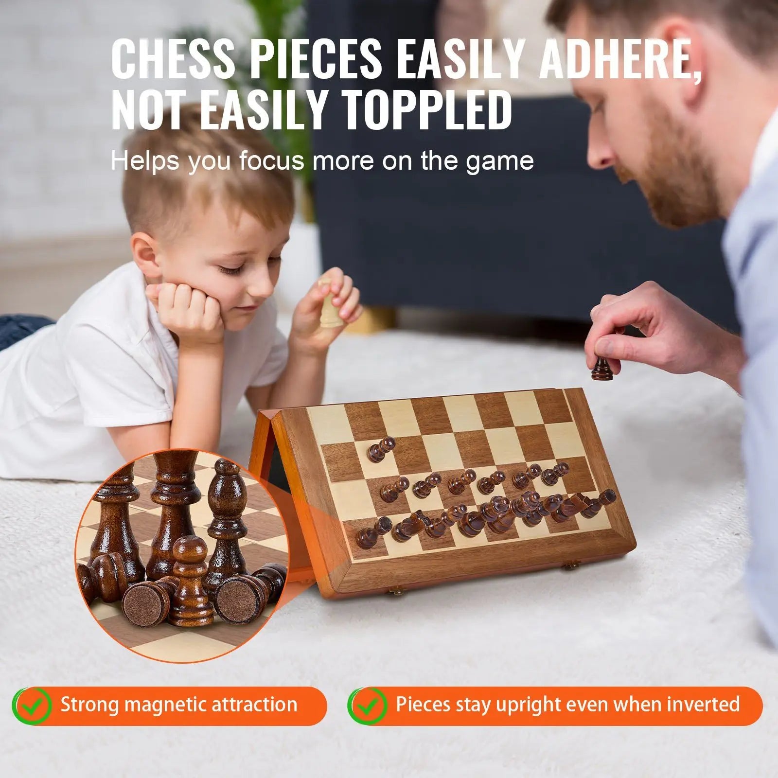 2 Queens Portable Travel Gift Chess Set for Tournament Professional Beginner 15 Inch 2-IN-1 Chess Checkers Game Set,