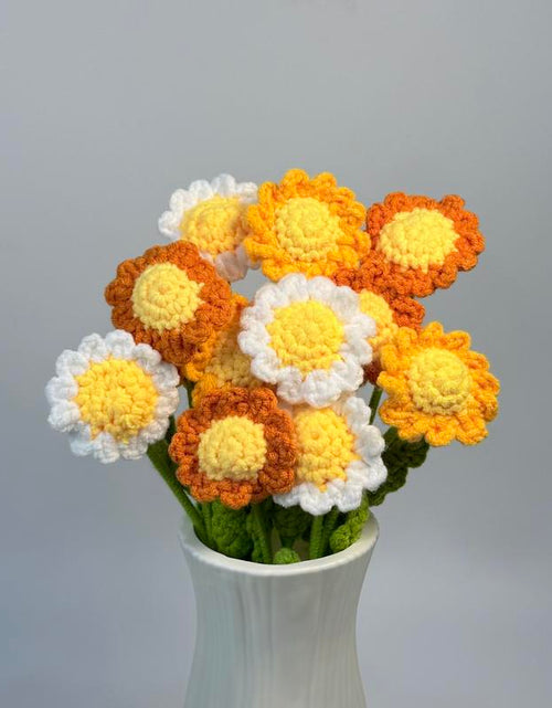 Load image into Gallery viewer, 12Pcs, Crochet Daisies without Vase, Decorating Rosy Eternal Flowers,Dozen Bouquets,Decorative Bouquet for Home Decor,Garden Party,Wedding Decor
