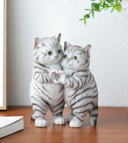 1PC Cute Hand Heart Gesture Cats Resin Statue - Home Office Desk Decor Statue, Creative Figurine Gift for Cat Lovers, Bookshelf Decoration, Perfect Gift for Valentine'S Day, Mother'S Day,Thanksgiving, Christmas